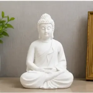 Meditation Buddha Idol – Resin Buddha Statue for Home Décor, Office, Living Room, Meditation & Spiritual Decoration ( white, OS )