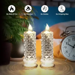 Decorative LED Crystal Candle Light – Flameless Flickering Candle for Home, Parties, Romantic Dinners & Festive Decoration (1 Pc) ( default, Free Size )
