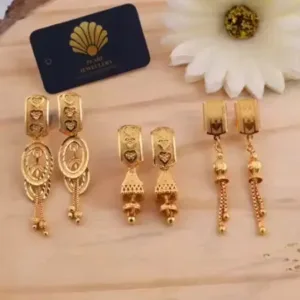 Combo Earrings for Women & Girls – Brass Gold Plated Drop Earrings ( default, Standard )
