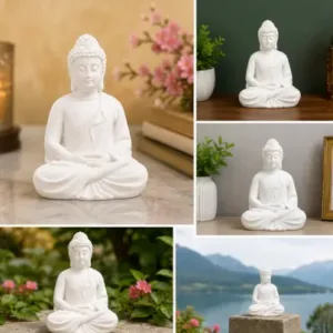 Meditation Buddha Idol – Resin Buddha Statue for Home Décor, Office, Living Room, Meditation & Spiritual Decoration ( white, OS )