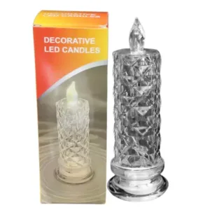 Decorative LED Crystal Candle Light – Flameless Flickering Candle for Home, Parties, Romantic Dinners & Festive Decoration (1 Pc) ( default, Free Size )