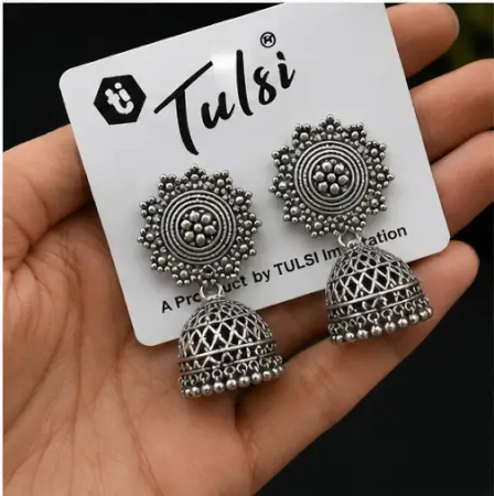YU8kHS12AWMBwOjTcCjQRbketWiTLQVc8DTPWeYw.webp Fresh Vibes Combo of 6 Traditional Jhumka Earrings – Oxidised Silver Plated Lightweight Jhumkas for Women & Girls ( silver, OS )