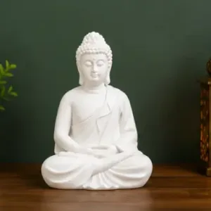Meditation Buddha Idol – Resin Buddha Statue for Home Décor, Office, Living Room, Meditation & Spiritual Decoration ( white, OS )