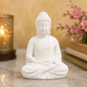 Meditation Buddha Idol – Resin Buddha Statue for Home Décor, Office, Living Room, Meditation & Spiritual Decoration ( white, OS )