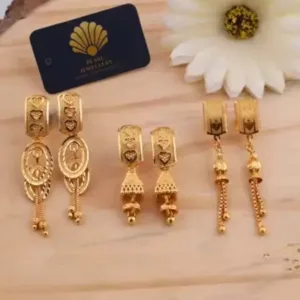 Combo Earrings for Women & Girls – Brass Gold Plated Drop Earrings ( default, Standard )
