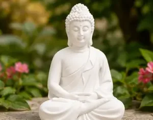 Meditation Buddha Idol – Resin Buddha Statue for Home Décor, Office, Living Room, Meditation & Spiritual Decoration ( white, OS )
