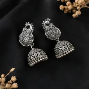 Fresh Vibes Combo of 6 Traditional Jhumka Earrings – Oxidised Silver Plated Lightweight Jhumkas for Women & Girls ( silver, OS )