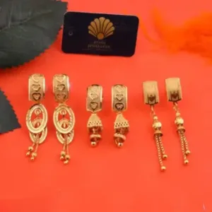 Combo Earrings for Women & Girls – Brass Gold Plated Drop Earrings ( default, Standard )
