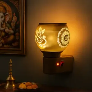Glass Electric Kapoor Dani with Ganesh Ji & Om Design – Multipurpose Camphor Diffuser & Incense Burner for Home & Puja ( default, OS )