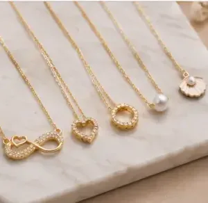 Elegant Gold-Plated Necklace Set – Combo of 5 CZ Chain Necklaces for Women & Girls ( gold, OS )