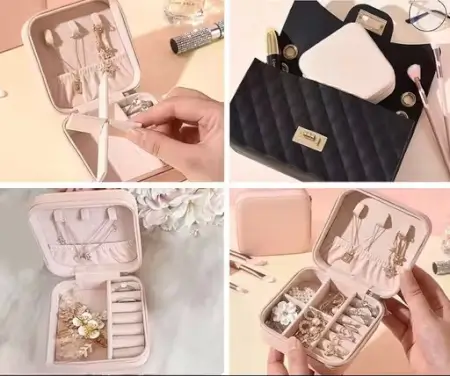 20dzM8cR7nMEyPxkRWiapDzh9WwinvNtmodtaGcQ.webp Square Travel Jewellery Case for Women – Leather Travel Earrings Organizer, Multicolor. ( pink, Free Size ).