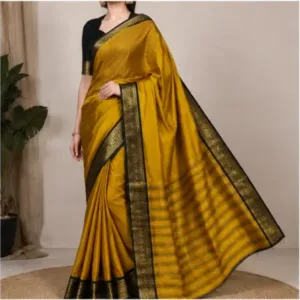 Special Paithani Silk Saree for Women with Art Silk Blouse Piece ( yellow, Free Size )