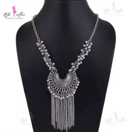 45SyCeJIIZeTiSIQko2OiDLsUfjBV1Z3S55f1CEY.webp Partywear Silver Bold Necklace Set with Oxidised Finish – Necklace & Earrings for Women. ( default, Standard )