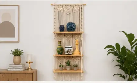 4LF207k4p6NuxlTu0Dcde9QhqRfoAulDoc9WWfL5.webp Boho Handmade Macrame Wall Hanging Wooden Floating Shelf – Decorative Storage Shelf for Plants, Books & Home Décor (Off-White) ( default, OS )
