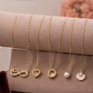 Elegant Gold-Plated Necklace Set – Combo of 5 CZ Chain Necklaces for Women & Girls ( gold, OS )