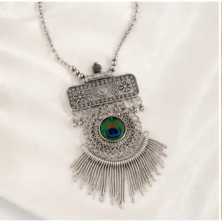 9GzRHMKXSokao79KYNPQWqiWYVxuHYVeGqwTnTKZ.webp Tilli Peacock Necklace with Earrings for Women, Oxidised Silver Jewellery Set, Adjustable Necklace Combo, 1 Set ( default, Free Size )