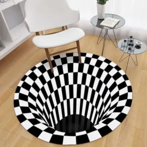 3D Optical Illusion Round Carpet – Non-Slip Geometric Area Rug for Living Room, Bedroom & Home Décor ( default, OS )
