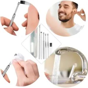 6 in 1 Ear Wax Cleaner Set – Stainless Steel Ear Cleaning Tools with Storage Case ( silver, OS )