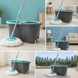360° Spin Mop Set with Twin Bucket – Microfiber Floor Cleaning Mop with 2 Refill Heads ( default, OS )