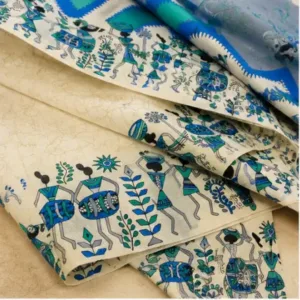 Silk Saree with Blouse, Khadi Silk Designer Printed Saree for Women, 1 Pc ( white, Free Size )
