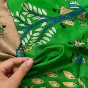 Silk Saree with Blouse, Khadi Silk Designer Printed Saree for Women,1 Pc ( brown, Free Size )