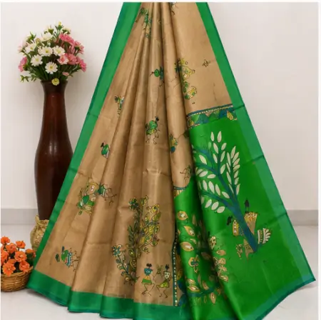 KFdroQnZ1EHmRFSXLUDvLHVP6lzmoe7FfPsqa4wf-1.webp Silk Saree with Blouse, Khadi Silk Designer Printed Saree for Women,1 Pc ( brown, Free Size )