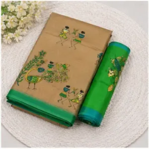 Silk Saree with Blouse, Khadi Silk Designer Printed Saree for Women,1 Pc ( brown, Free Size )