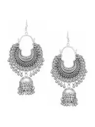 Mh6tQrbWtx7xN5SiZLkmrU6sRdjwEwL3VR2nXYrr.webp Fashionable Earring & Necklace Set – Silver Oxidised Mirror Work Jhumka Earrings for Women & Girls ( silver, Standard )