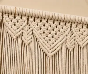 Boho Handmade Macrame Wall Hanging Wooden Floating Shelf – Decorative Storage Shelf for Plants, Books & Home Décor (Off-White) ( default, OS )
