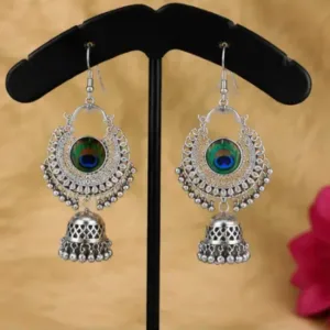 Tilli Peacock Necklace with Earrings for Women, Oxidised Silver Jewellery Set, Adjustable Necklace Combo, 1 Set ( default, Free Size )