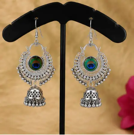 Q8pQSc8r1YG1gMLUhuEdnmQ3YFRKLQ3BFIrODKSv.webp Tilli Peacock Necklace with Earrings for Women, Oxidised Silver Jewellery Set, Adjustable Necklace Combo, 1 Set ( default, Free Size )