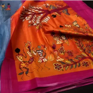 Silk Saree with Blouse, Khadi Silk Designer Printed Saree for Women,1 Pc ( grey, Free Size )