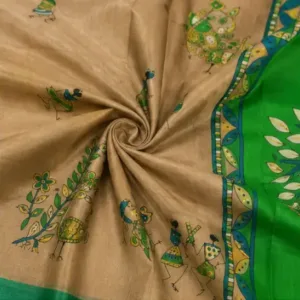 Silk Saree with Blouse, Khadi Silk Designer Printed Saree for Women,1 Pc ( brown, Free Size )