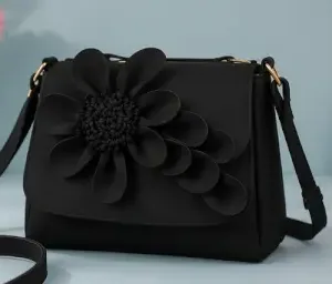 Women's PU Leather Sling Bag – Stylish Crossbody Shoulder Bag with 2 Compartments for Daily Use ( black, OS )