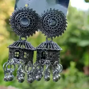 Jewellery Silver Ear Rings – Oxidised Silver, Adjustable Ethnic Casual Earrings ( default, Standard ).