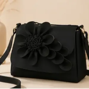 Women's PU Leather Sling Bag – Stylish Crossbody Shoulder Bag with 2 Compartments for Daily Use ( black, OS )