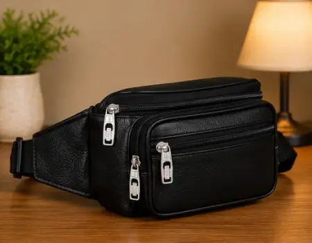 TQkdKgUxLWh3BjcB2qWKrMhYOkmNE1fdMUd85N1n-1.webp Bagzenia Leather Waist Bag for Men & Women – Water-Resistant Multi-Compartment Fanny Pack with Adjustable Belt for Travel, Mobile & Daily Essentials ( black, OS )