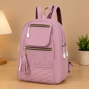 Women's PU Leather Handbag – Stylish Multi-Compartment Shoulder Tote Bag for Office, Travel & Daily Use ( Dark Pink, OS )