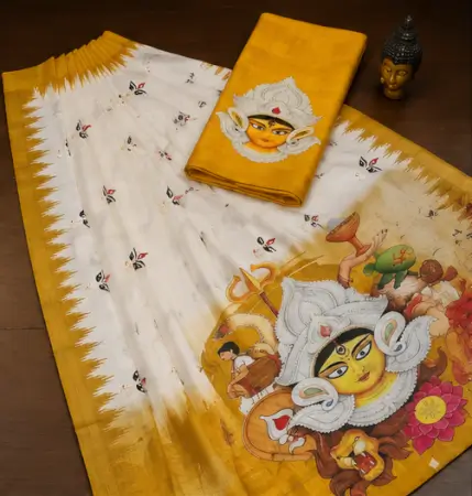 Wq4ReUINgbD40cKEvwmd66QfCHNFuAI1GqD4AiDq.webp Digital Print Cotton Linen Saree with Blouse ( yellow, Free Size )