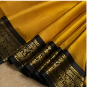 Special Paithani Silk Saree for Women with Art Silk Blouse Piece ( yellow, Free Size )
