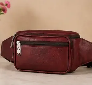 Bagzenia Leather Waist Bag for Men & Women – Water-Resistant Multi-Compartment Fanny Pack with Adjustable Belt for Travel, Mobile & Daily Essentials ( Dark Brown, OS )