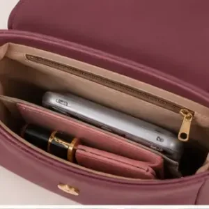 Women's PU Leather Sling Bag – Stylish Crossbody Shoulder Bag with 2 Compartments for Daily Use ( Peach, OS )