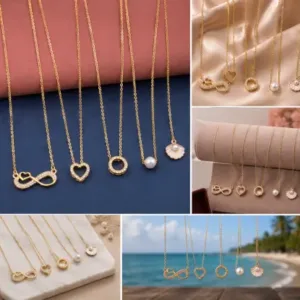 Elegant Gold-Plated Necklace Set – Combo of 5 CZ Chain Necklaces for Women & Girls ( gold, OS )