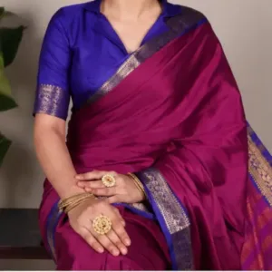Special Paithani Silk Saree for Women with Art Silk Blouse Piece ( purple, Free Size )