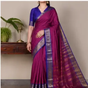 Special Paithani Silk Saree for Women with Art Silk Blouse Piece ( purple, Free Size )