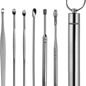 6 in 1 Ear Wax Cleaner Set – Stainless Steel Ear Cleaning Tools with Storage Case ( silver, OS )