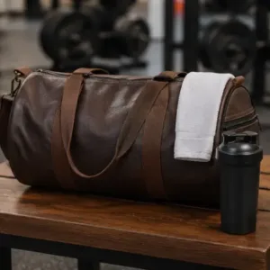 Elite Alluring Handbag – PU Gym Duffle Bag with 2 Compartments & Zip Closure ( brown, OS )