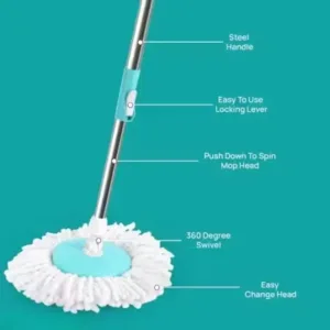 Heavy Duty Mop Rod Stick with 1 Refill – 360° Rotating Floor Cleaning Pole ( default, OS )