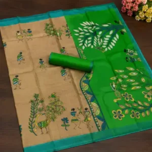 Silk Saree with Blouse, Khadi Silk Designer Printed Saree for Women,1 Pc ( brown, Free Size )