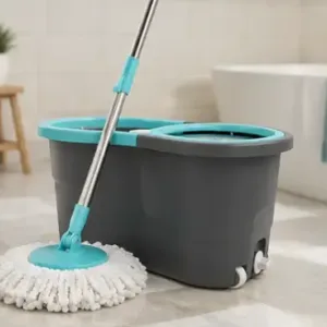 360° Spin Mop Set with Twin Bucket – Microfiber Floor Cleaning Mop with 2 Refill Heads ( default, OS )